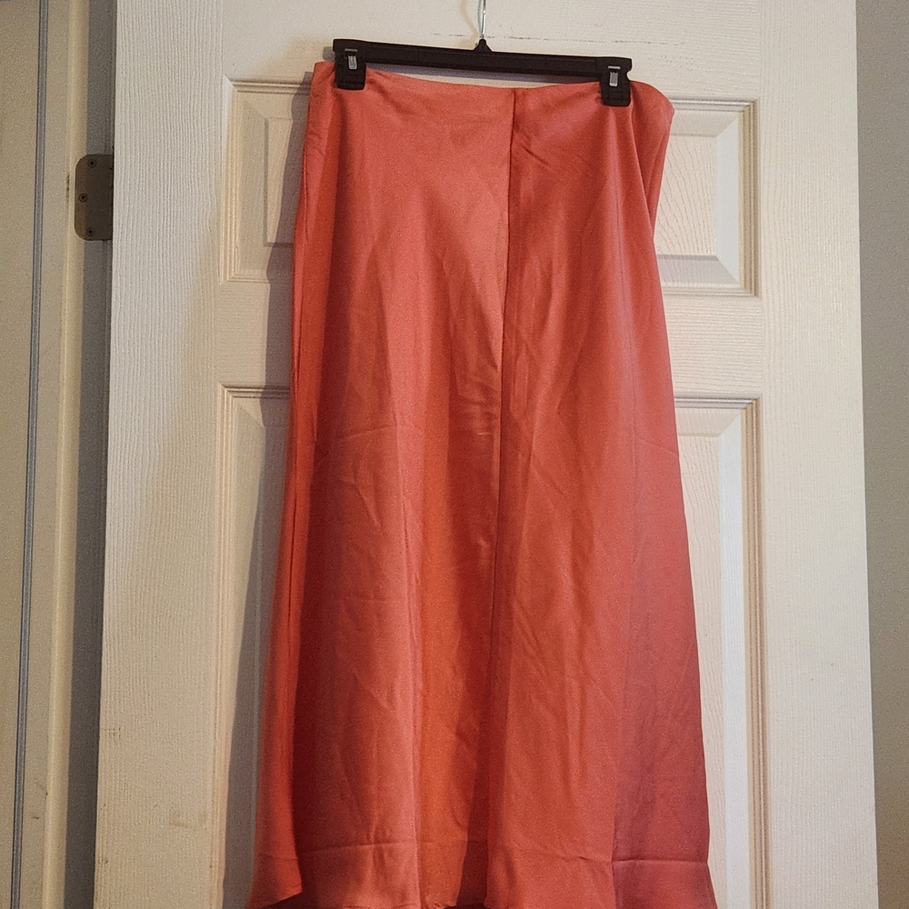 Banana Republic Orange Pink Midi A-Line Skirt